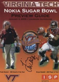 2005 Virginia Tech Jimmy Williams Signed Sugar Bowl Program
