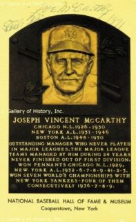 Joe McCarthy Baseball Hall of Fame Card Signed