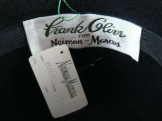 Vintage Frank Olive New York Leather Band Felt Gambler Hat Size Small