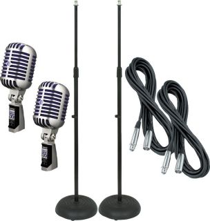 Shure Super 55 Dynamic Mic with Cable and Stand 2 Pack