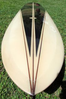 Vintage 1966 Surfboard Hawaii Single Fin Wedge 3 Stringer Surf Surfing