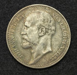 1924 Liechtenstein Prince Johann II The Good Silver 1 Krone Coin VF