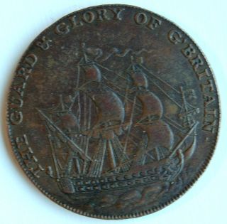 Colonial Kent Deal Half Penny British Trade Token 1794 Man of War