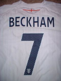 England Beckham Football Soccer Home Shirt Jersey Uniform 2007 09