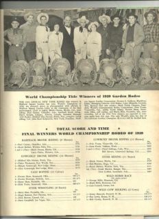 1940 Madison Square Garden Rodeo Program No Day Sheet