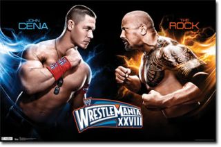 WWE Poster The Rock vs John Cena Wrestlemania XXVIII New Licensed