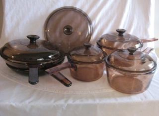 10pc Set Corning Visions Amber Cookware Vision Ware Glass Pyrex