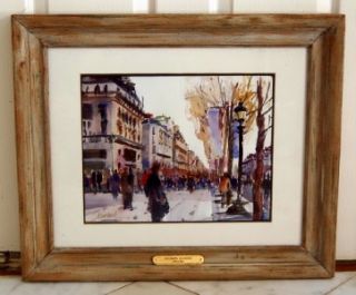 OOAK John Cook Original Paris Watercolor Champs Elysees