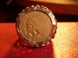 Gold Coin Ring w Indian Head Jewerly Coin Token