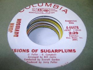 Pop Promo 45 John Davidson Visions of Sugarplums on Col
