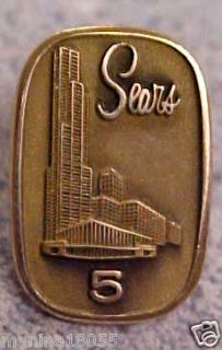 Vintage  Tower "Brass 5 Year Service Pin"  