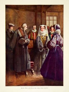1907 Print John Hassal Mary Queen Scots Preacher Knox Scottish History Scene  