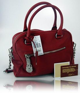 Michael Kors Womens Handbag Red Joan Leather Knox Large Satchel Purse 30T1SKXS3L  