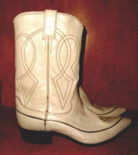 JUSTIN COWBOY BOOTS IVORY OFF WHITE sz 8 C WOMEN MADE IN TEXAS USA COWGIRL  