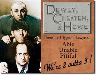 3 Stooges Bar Sign Cheatem And Howe Lawyers Tin Humor  