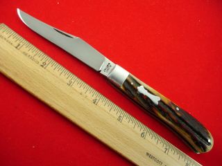 John Lloyd Stag Backpocket Clip Point Custom Large Folder Knife Slip Joint  