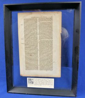 1583 Page from The Sermons of John Calvin Translated by Arthur Golding Framed  