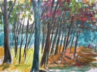 Original Landscape Watercolor Painting JMW Art John Williams Impressionism Moon  