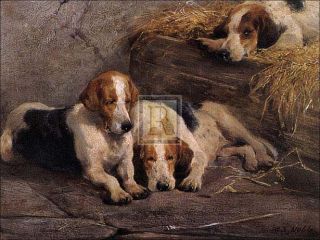 J s Noble "After The Hunt" Hounds Foxhunting Print  