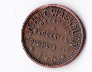 Indiana Columbia City CWT 1863 John C Washburn R 6 Scarce  