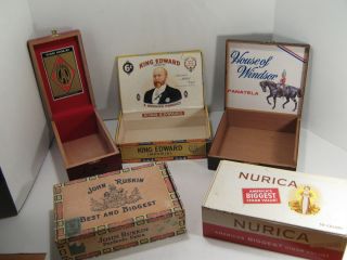 5 Cigar Boxes John Ruskin Cigar Box CAO House of Widsor King Edward Nurica  
