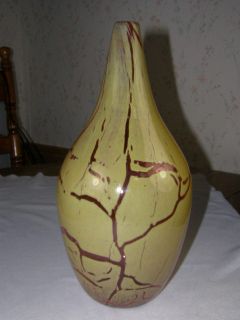 John Miller Art Glass Bottle Vase Veined Cranberry  