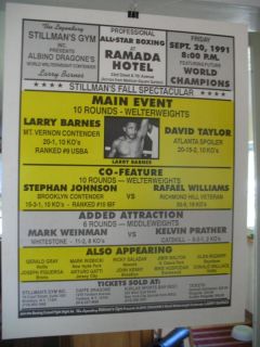 1991 LARRY BARNES vs DAVID TAYLOR Vintage Boxing Poster NEW YORK CITY  