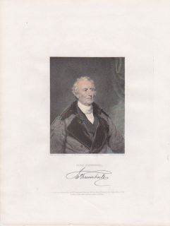 Scarce Hand Colored John Trumbull Engraving Portrait for Yale College 1833  