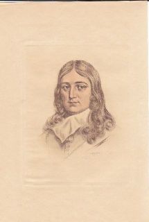 John Milton Poet Author Hand Colored Engraving c 1870  