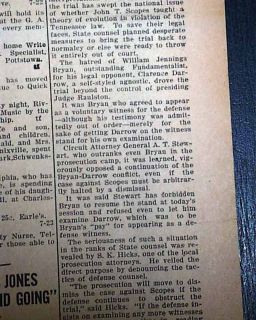 1925 Old Newspaper John T Scopes Monkey Trial Evolution Case Guilty Verdict  
