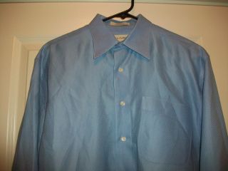 Mens JOHN W  Dress Shirt Size 15 33 Light Blue White  