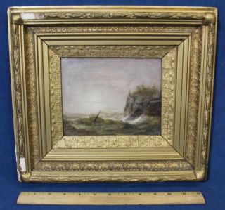 Antique 1890s John Wells Stancliff American Seascape Oil Painting NR  