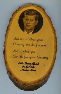 Wood Plaque John F Kennedy Ask Not Quote  