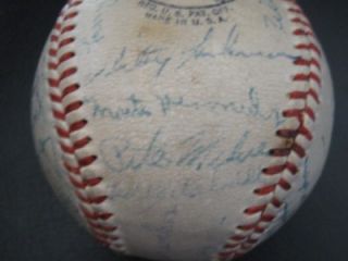 1949 NEW YORK GIANTS Team Signed Ball 31 incl Mize Durocher PSA  