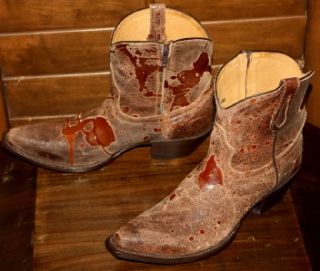 New Womens Johnny Ringo Fancy Distressed Brown Western Snip Toe Cowboy Boots 8 5  