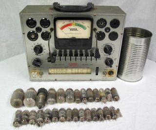 Eico 625 Vacuum Tube Valve Emission Tester with Lot of 30 Assorted Tubes  