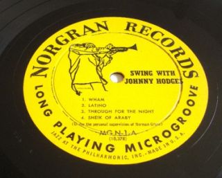 Swing With Johnny Hodges Norgran Records MGN 1 10 Rare Jazz Vinyl LP Berry VTG  