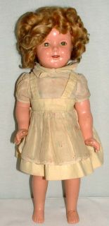 1930s IDEAL 18 COMPOSITION SHIRLEY TEMPLE DOLL w ORIGINAL WIG  