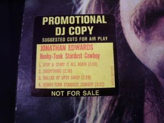 Jonathan Edwards Honky Tonk Stardust Cowboy LP DJ Promo  