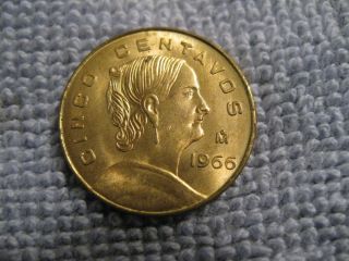 1966 Mexico Coin 5 Cinco Centavos "Josefa" Uncirculated Beauty  