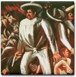 Pancho Villa Orozco Mexico War Mural Ceramic Art Tile  