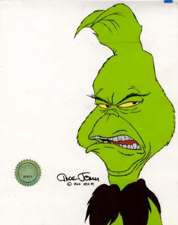 Signed Chuck Jones RARE Grinch Production Cel with Over Lay 1966  