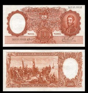 100 Pesos Note Argentina 1967 Buenos Aires Scene EF  