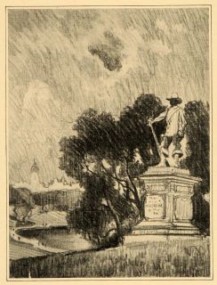 1909 Pennell Pilgrim Statue Central Park Ward New York City Print Monument Adams  