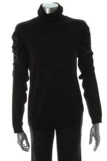 Joseph A NEW Black Scrunch Sleeve Turtleneck Sweater L BHFO  