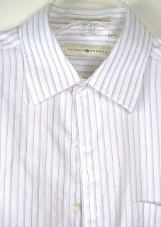 Joseph Abboud White Pink Striped Long Sleeve Dress Shirt 100 Cotton L  