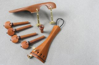 High quality 5 sets jujube wood violin fittings 4 4 fission chin rest clamps  