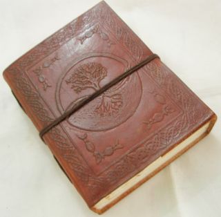 Tree of Life Handmade Paper Engraved Leather Bound Journal Blank Diary Notebook  