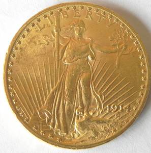 UNITED STATES 1914S ST GAUDENS 20 DOLLAR GOLD DOLLAR COIN  
