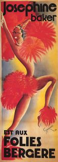 Josephine Baker Folies Bergere Dance French Repro Large  